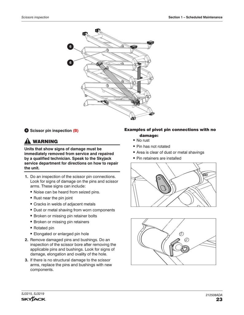 Skyjack SJ3215 SJ3219 Scissor Lift Service Manual 2021-2025 MEWP service manual preview page 3