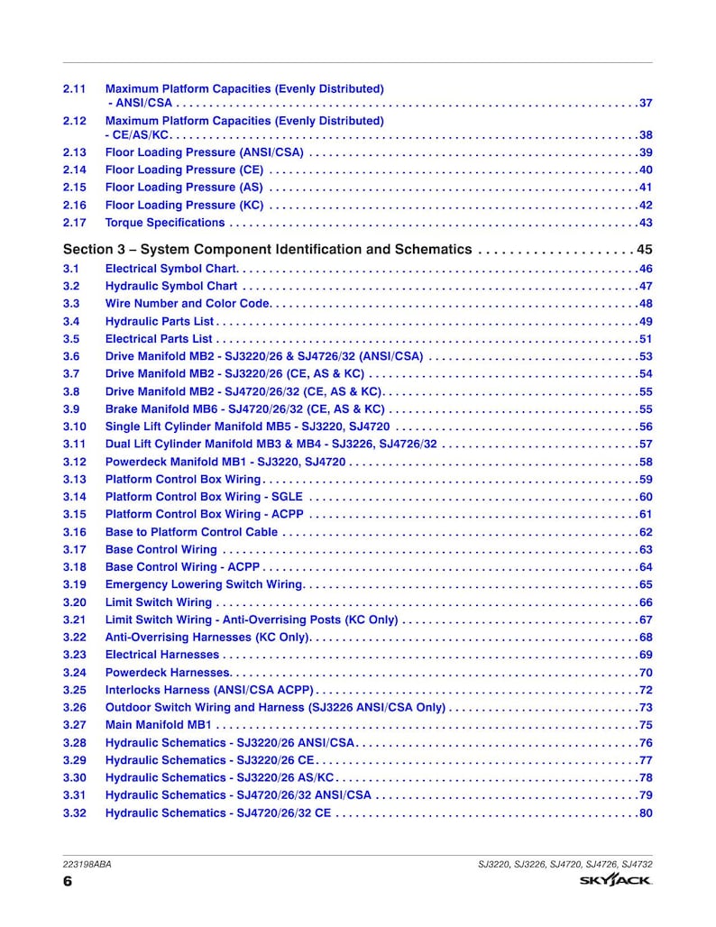 Skyjack SJ3220 SJ3226 SJ4720 sj4726 sj4732 Service Manual service manual preview page 8