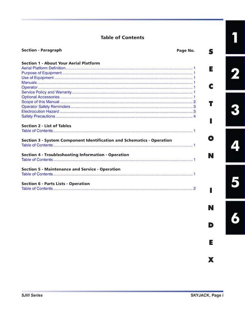 Skyjack SJIII Series Scissor Lift Service Manual service manual preview page 4