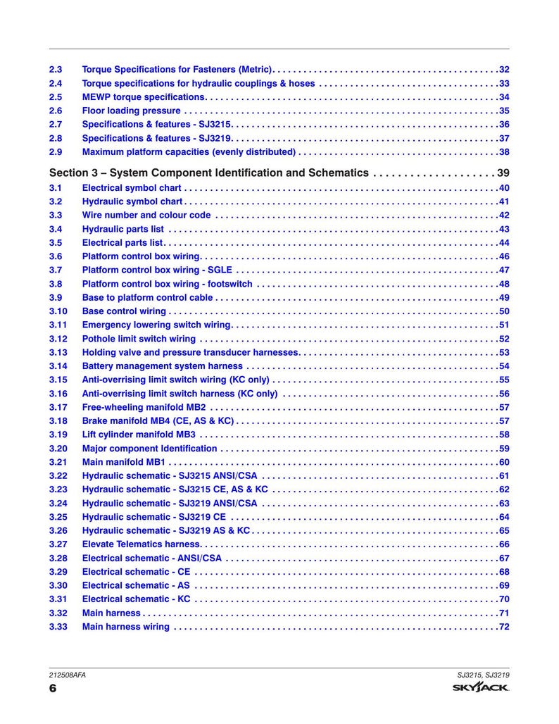 Skyjack SJ3215 SJ3219 Scissor Lift Service Manual 2023-2027 service manual preview page 9