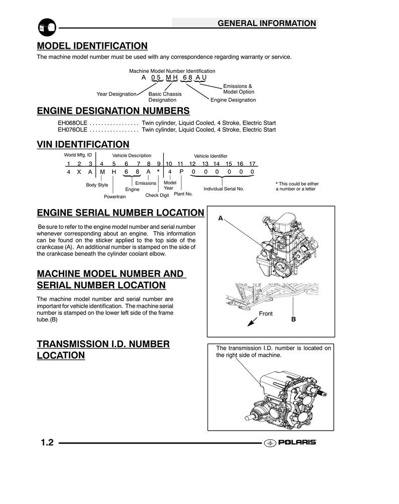 Polaris Sportsman 700 800 EFI Service Manual 2005-2009 ATV service manual preview page 7