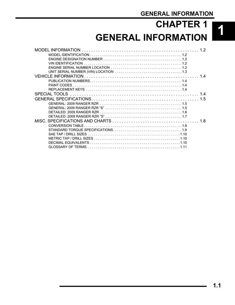 Polaris Ranger RZR 800 Service Manual 2009-2013 UTV service manual preview page 2