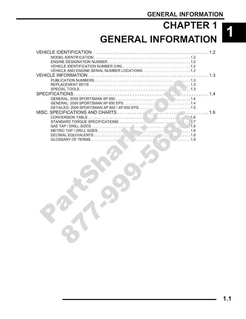 Polaris Sportsman XP 850 Service Manual 2009-2013 ATV EPS service manual preview page 2