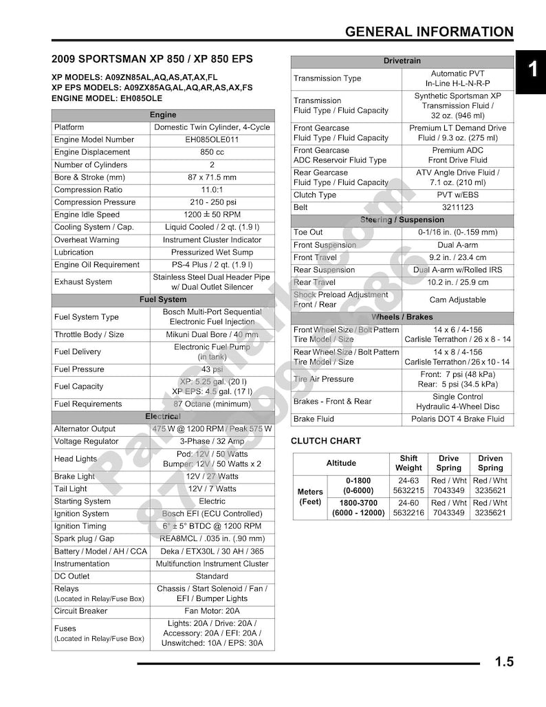 Polaris Sportsman XP 850 Service Manual 2009-2013 ATV EPS service manual preview page 6