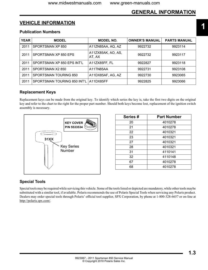Polaris Sportsman 850 Service Manual 2011-2015 ATV XP X2 Touring service manual preview page 4