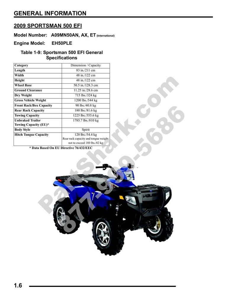 Polaris Sportsman 500 Service Manual 2009-2013 ATV Repair service manual preview page 7
