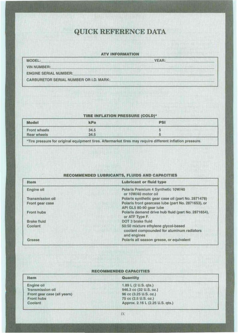 Polaris Sportsman Xplorer 500 Service Manual service manual preview page 10