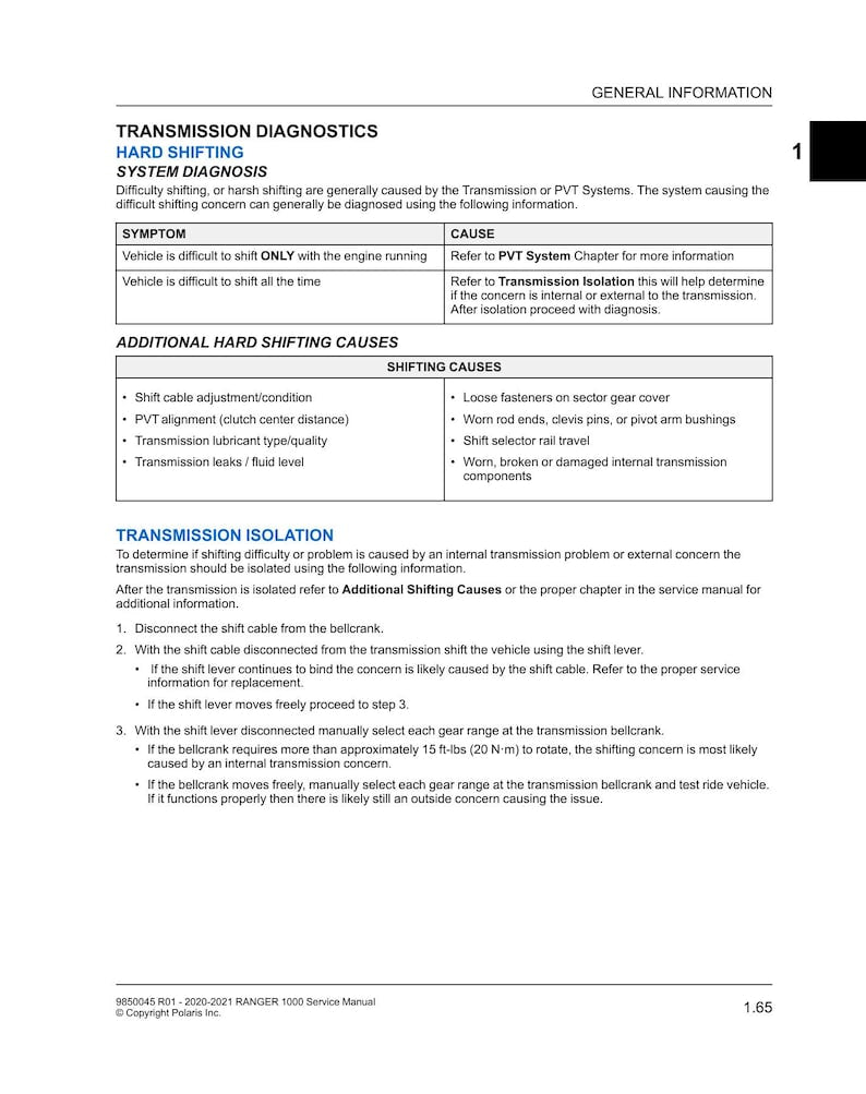 Polaris Ranger 1000 Service Manual service manual preview page 7