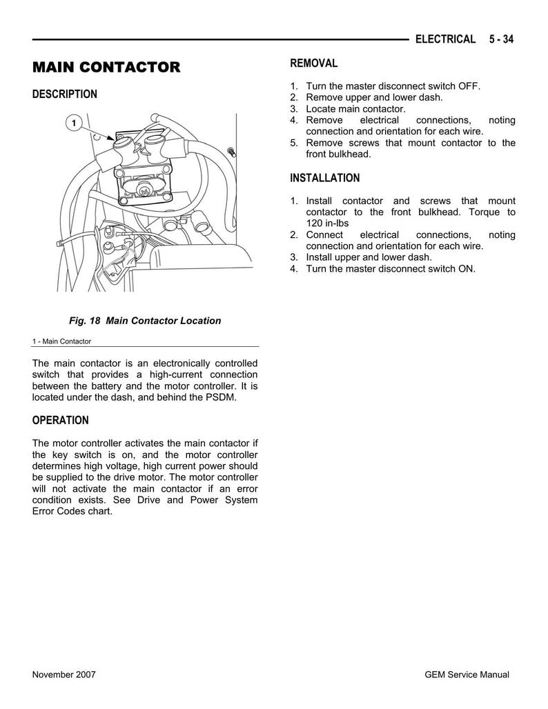 GEM e-Series Electric Vehicle Service Manual service manual preview page 11