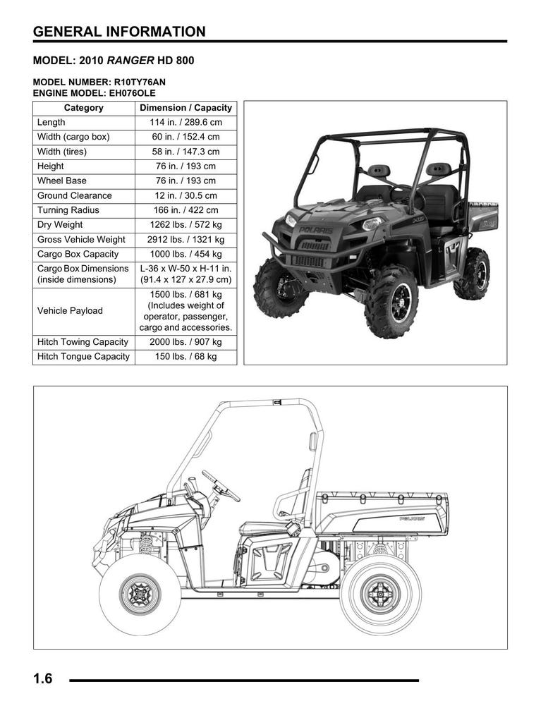 Polaris Ranger 800 Service Manual 2010-2014 XP HD Crew 6x6 UTV service manual preview page 7