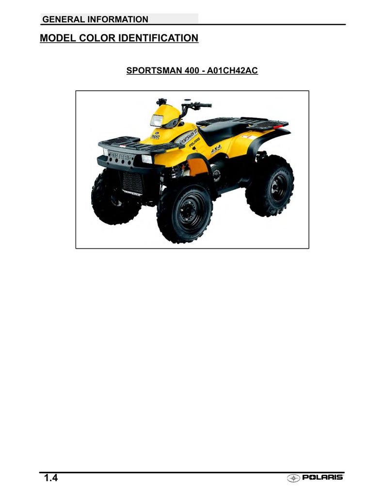Polaris Sportsman 400 500 Service Manual 2001-2005 ATV service manual preview page 7