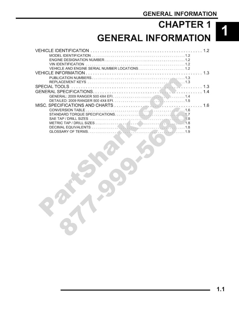 Polaris Ranger 500 4x4 EFI Service Manual 2009-2013 UTV service manual preview page 2