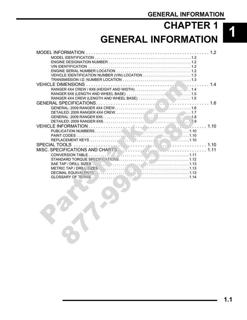 Polaris Ranger 700 4x4 Crew 6x6 Service Manual 2009-2013 UTV service manual preview page 2