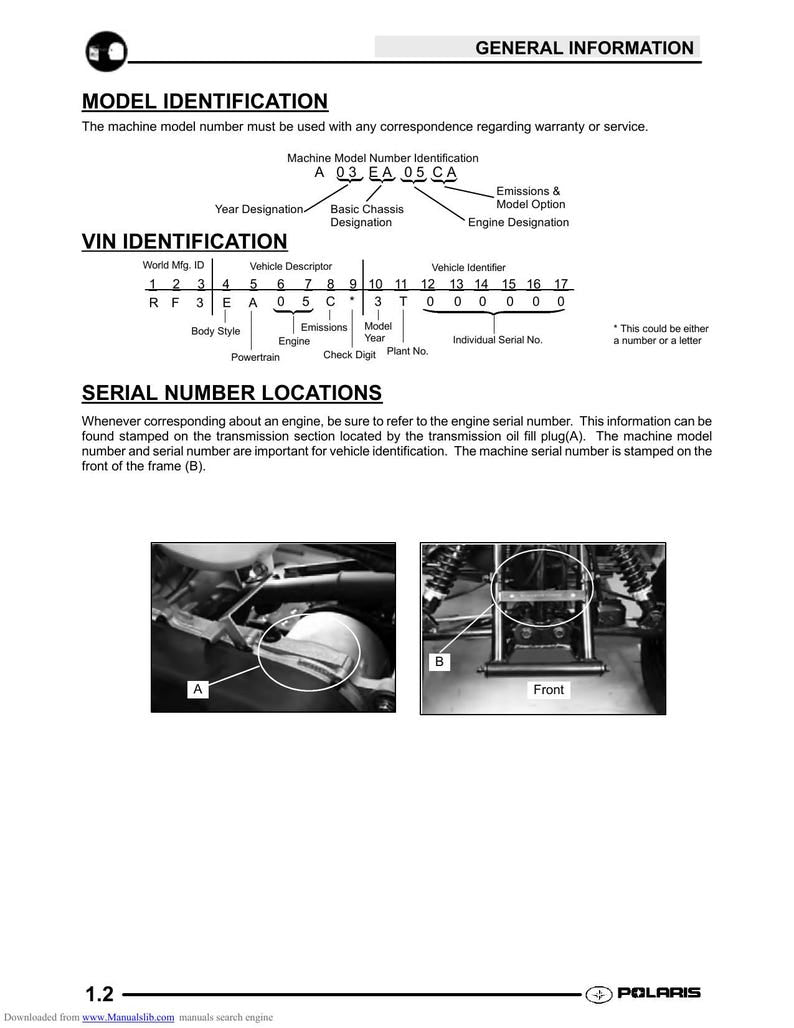 Polaris Youth ATV Scrambler 50 90 Sportsman Predator Service Manual service manual preview page 5