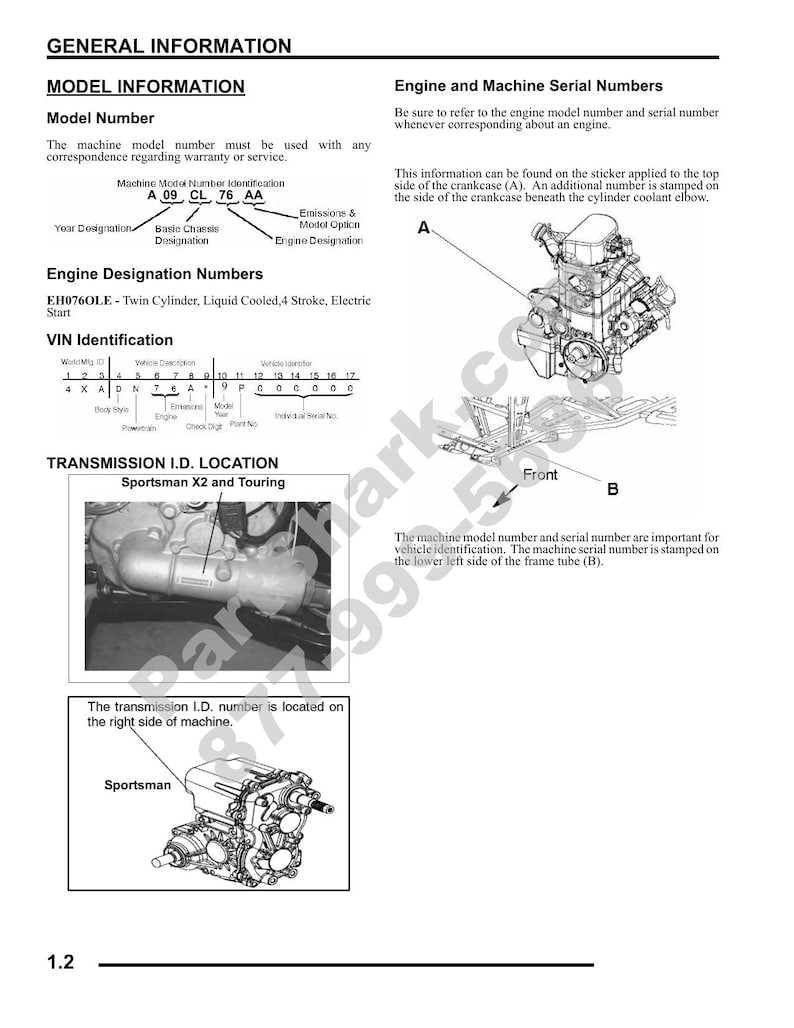 Polaris Sportsman 6x6 800 EFI Service Manual 2009-2013 ATV service manual preview page 3