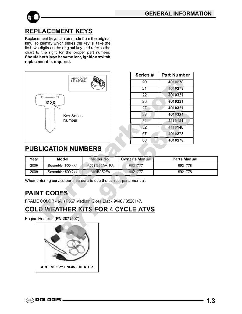 Polaris Scrambler 500 Service Manual service manual preview page 4