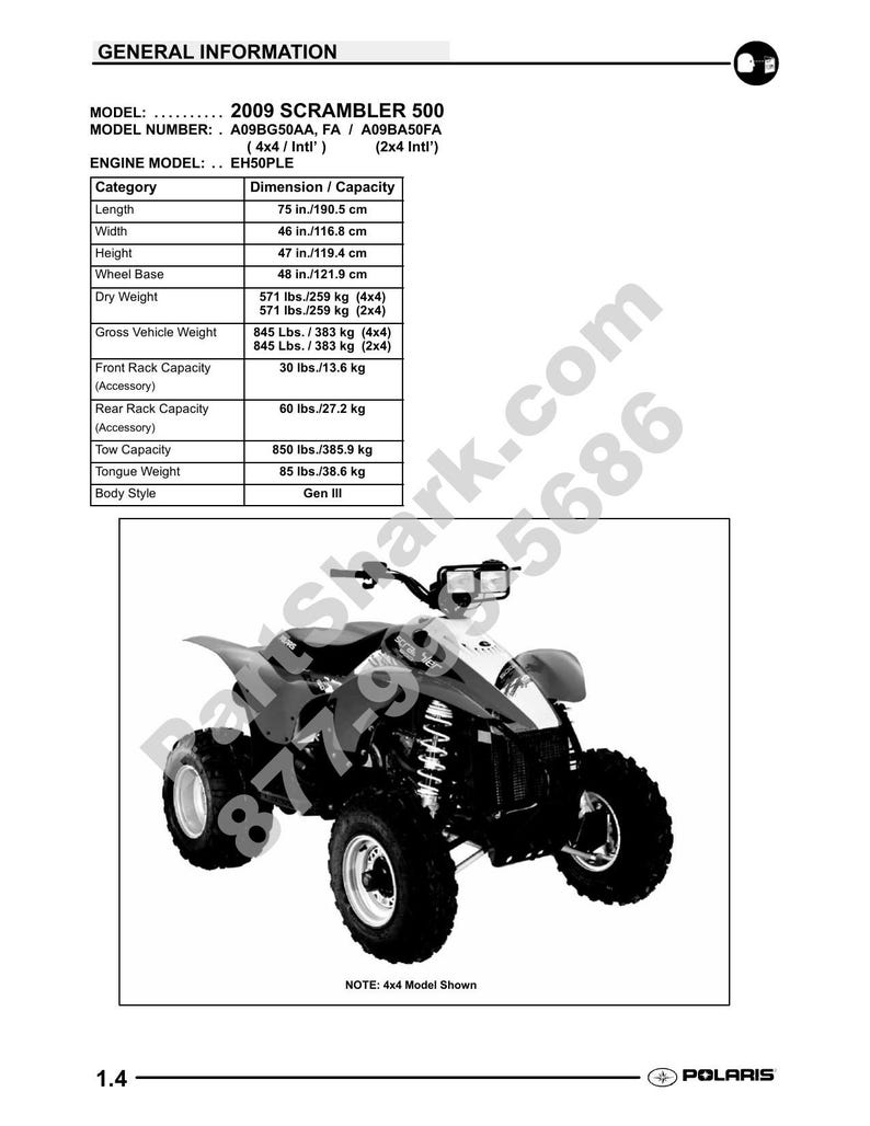 Polaris Scrambler 500 Service Manual service manual preview page 5