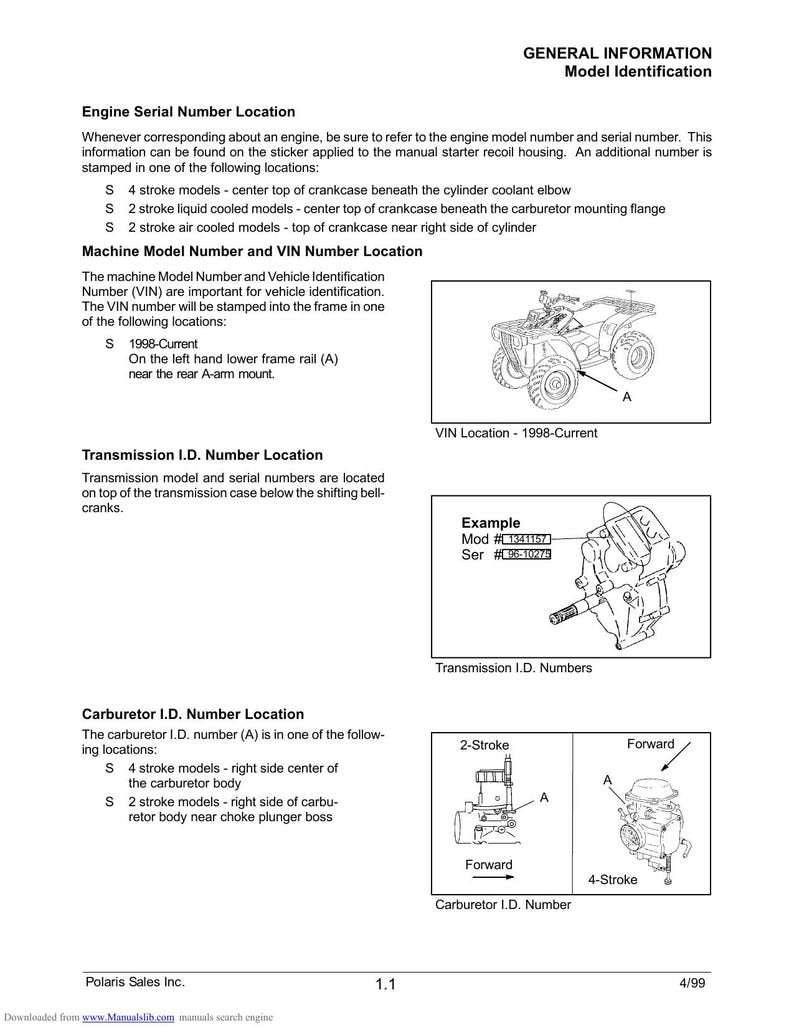 Polaris ATVs Trail Blazer Sportsman Magnum Scrambler Service Manual service manual preview page 4