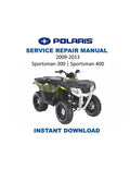 Polaris Sportsman 300 400 Service Manual 2009-2013 ATV PDF service repair manual cover