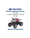 Polaris Youth ATV Scrambler 50 90 Sportsman Predator Service Manual PDF service repair manual cover