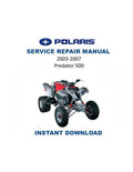 Polaris Predator 500 Service Manual PDF service repair manual cover