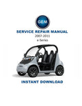 GEM e-Series Electric Vehicle Service Manual PDF service repair manual cover