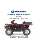 Polaris Sportsman 700 800 X2 EFI Service Manual 2007-2011 ATV PDF service repair manual cover