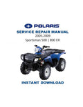 Polaris Sportsman 700 800 EFI Service Manual 2005-2009 ATV PDF service repair manual cover