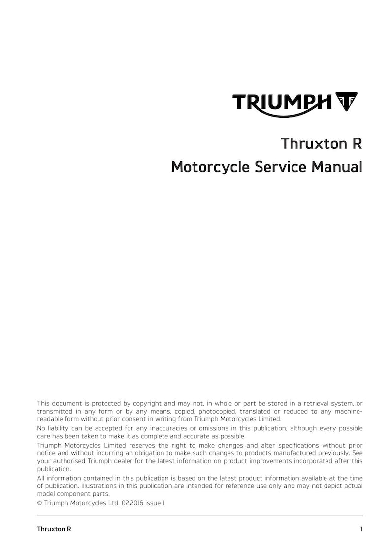 Triumph Thruxton R Service Manual service manual preview page 2