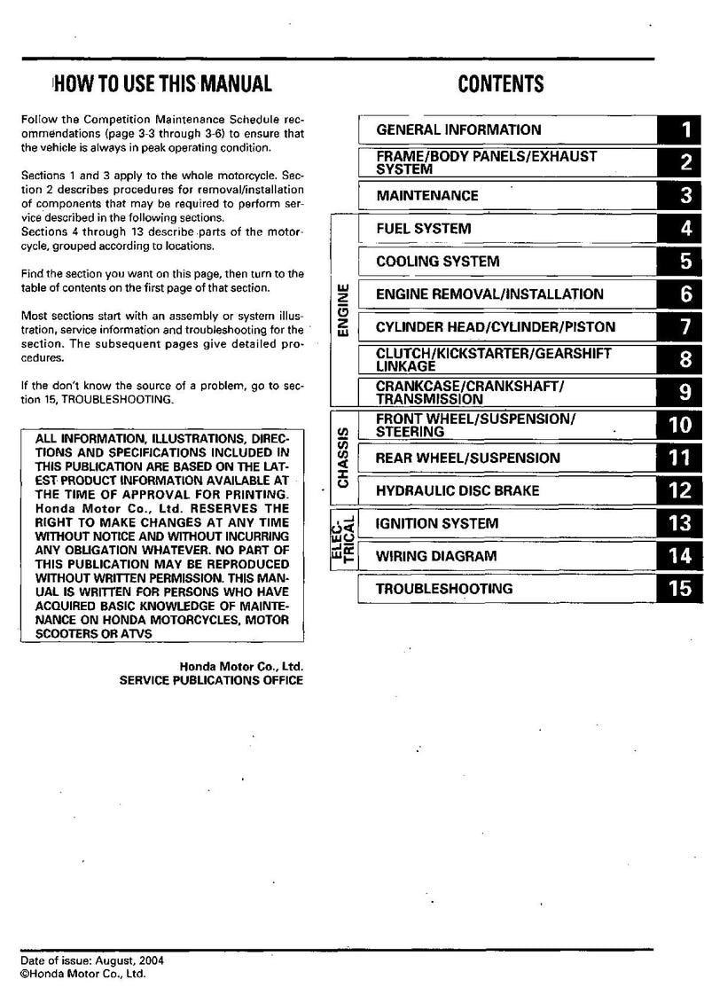 Honda CR80R CR85R Service Manual service manual preview page 3