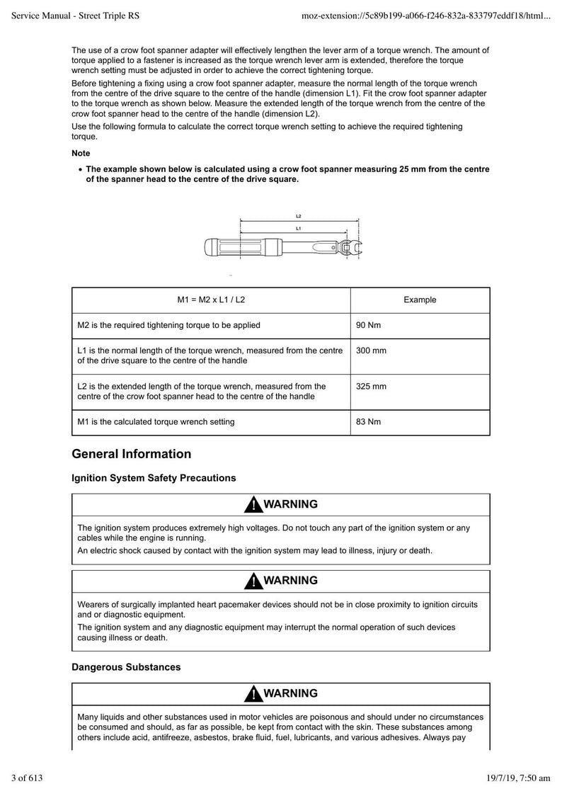 Triumph Street Triple RS Service Manual service manual preview page 5