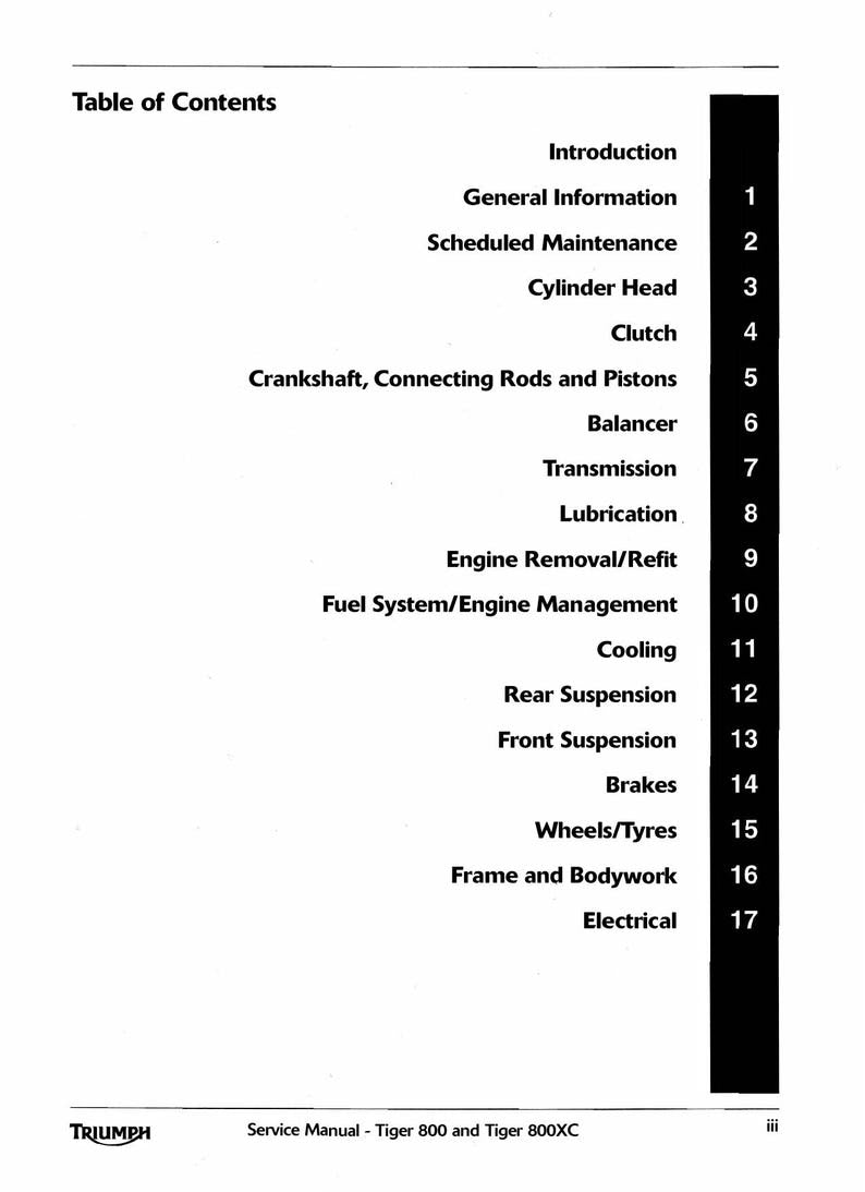 Triumph Tiger 800 800XC Service Manual service manual preview page 3