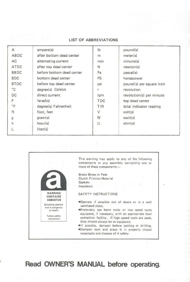 Kawasaki KLR250 Service Manual 1984-2004 Motorcycle Repair service manual preview page 5