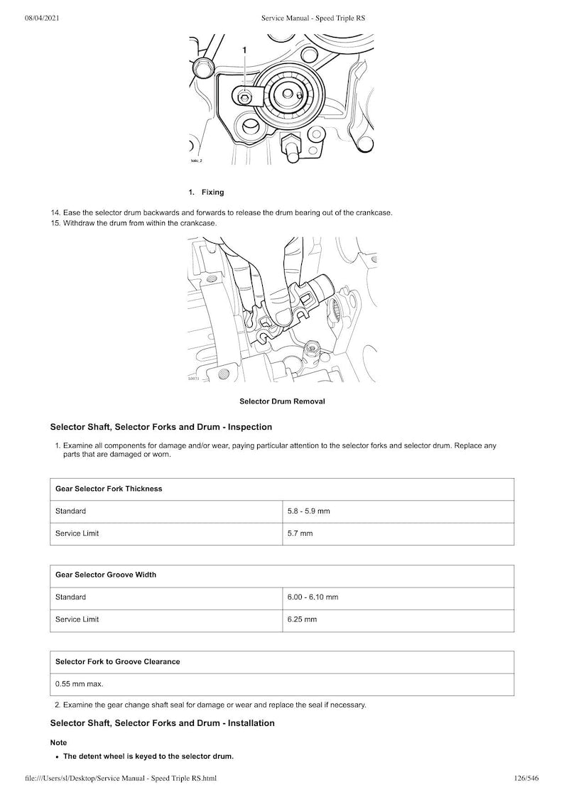 Triumph Speed Triple RS Service Manual service manual preview page 9