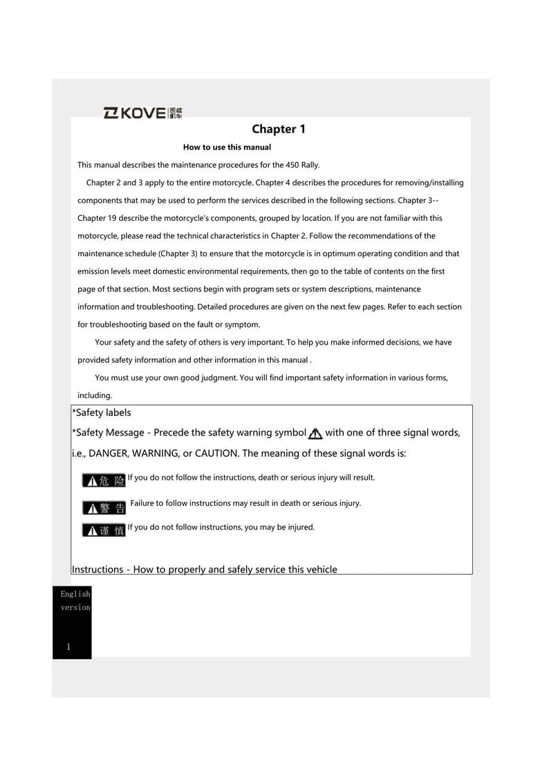 Kove 450 Rally Service Manual service manual preview page 8