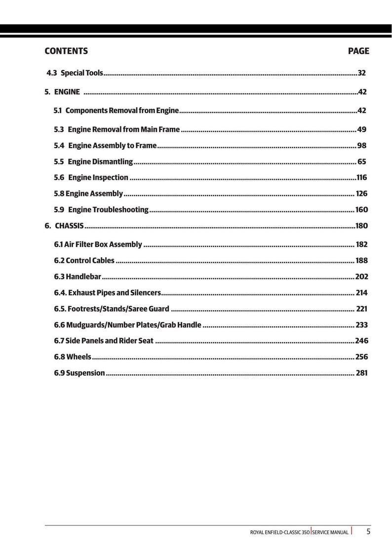 Royal Enfield Classic 350 Service Manual 2021-2025 Motorcycle service manual preview page 9