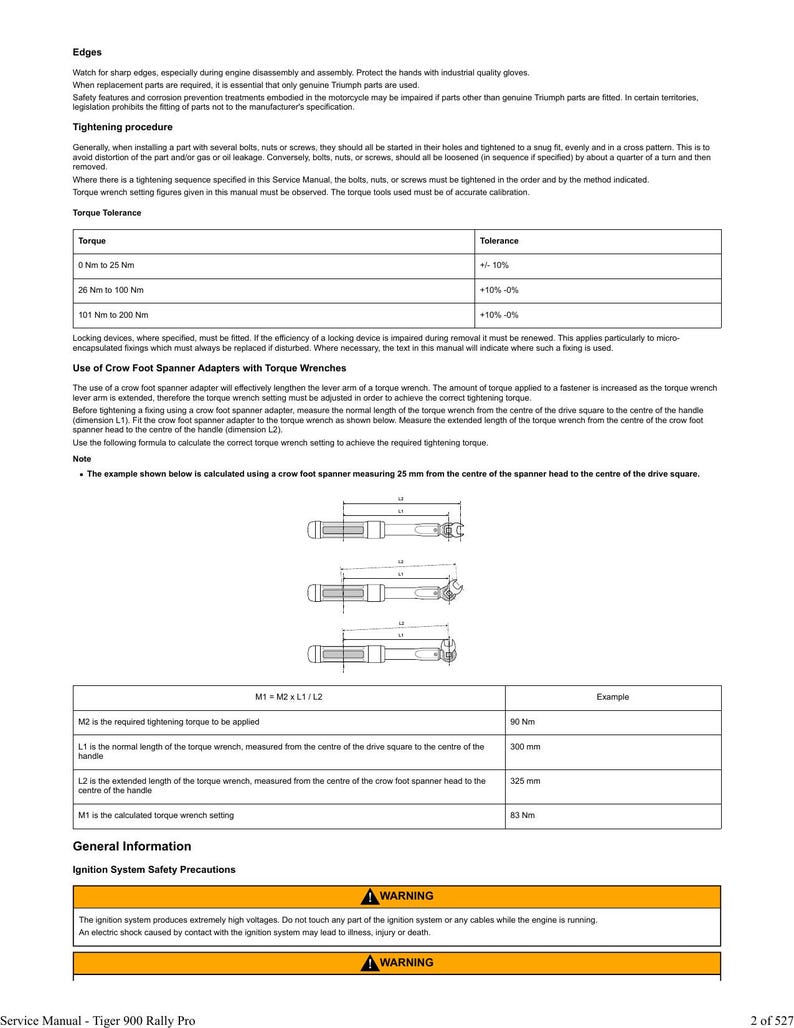 Triumph Tiger 900 Rally Pro Service Manual service manual preview page 6