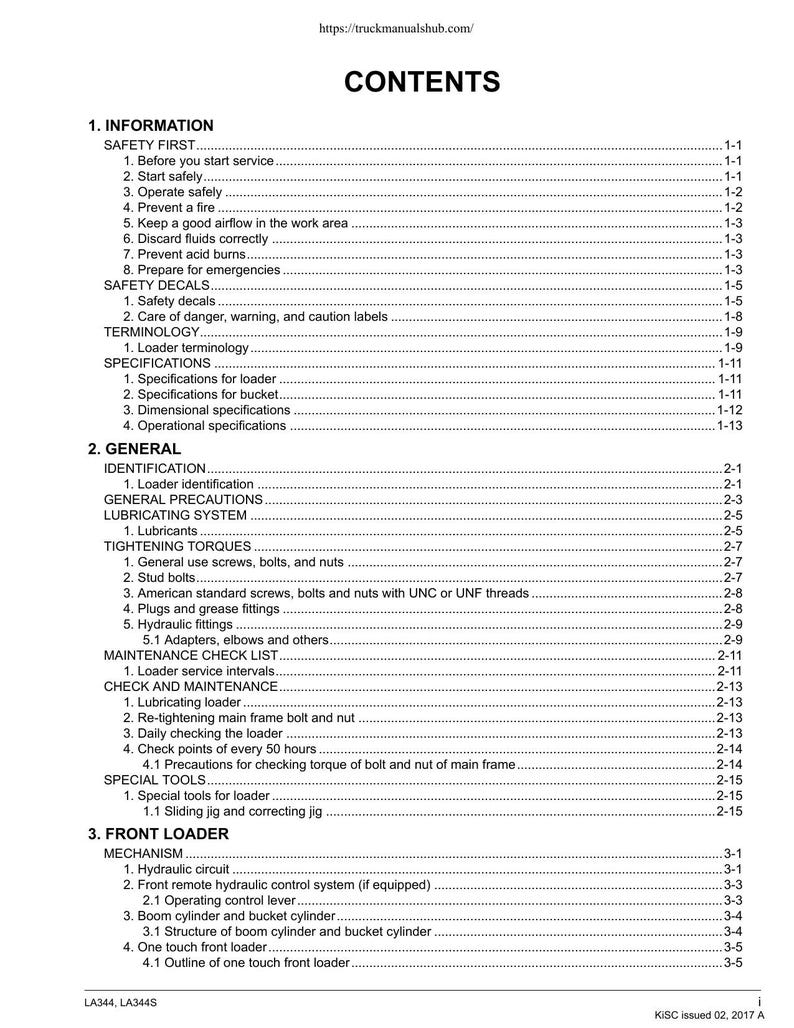 Kubota LA344 LA344S Front Loader Service Manual service manual preview page 5