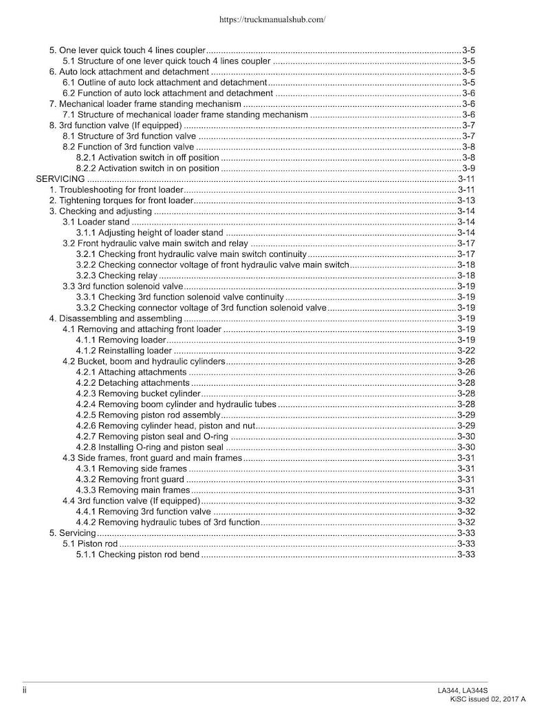 Kubota LA344 LA344S Front Loader Service Manual service manual preview page 6