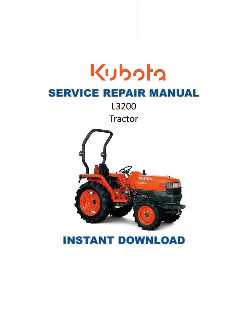 Kubota L3200 Tractor Service Manual 2006-2010 Workshop Repair PDF service repair manual cover