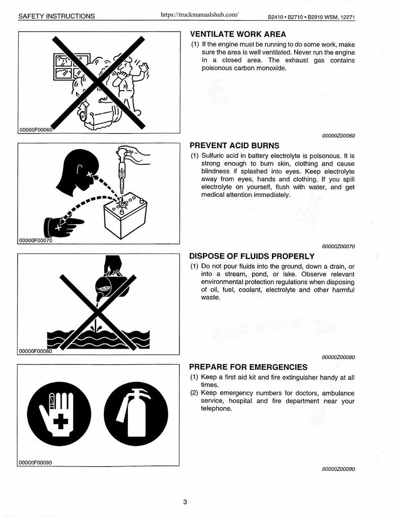 Kubota B2410 B2710 B2910 Tractor Service Manual 2000-2004 service manual preview page 6