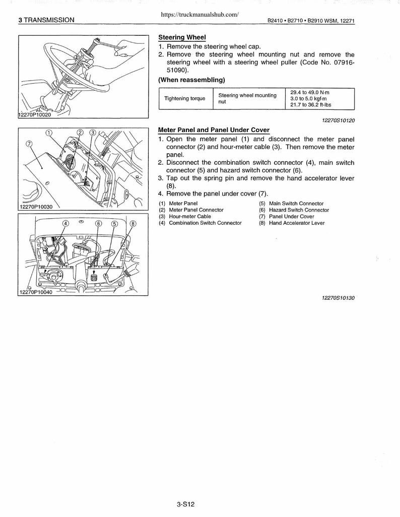 Kubota B2410 B2710 B2910 Tractor Service Manual 2000-2004 service manual preview page 11