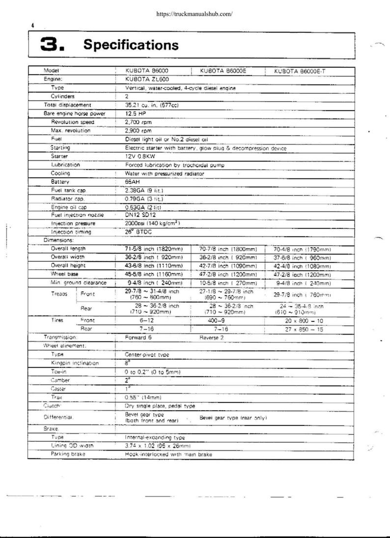 Kubota B6000 Tractor Service Manual service manual preview page 6