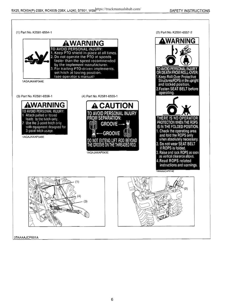 Kubota BX25 LA240 BT601 Service Manual 2007-2011 Compact Tractor service manual preview page 3