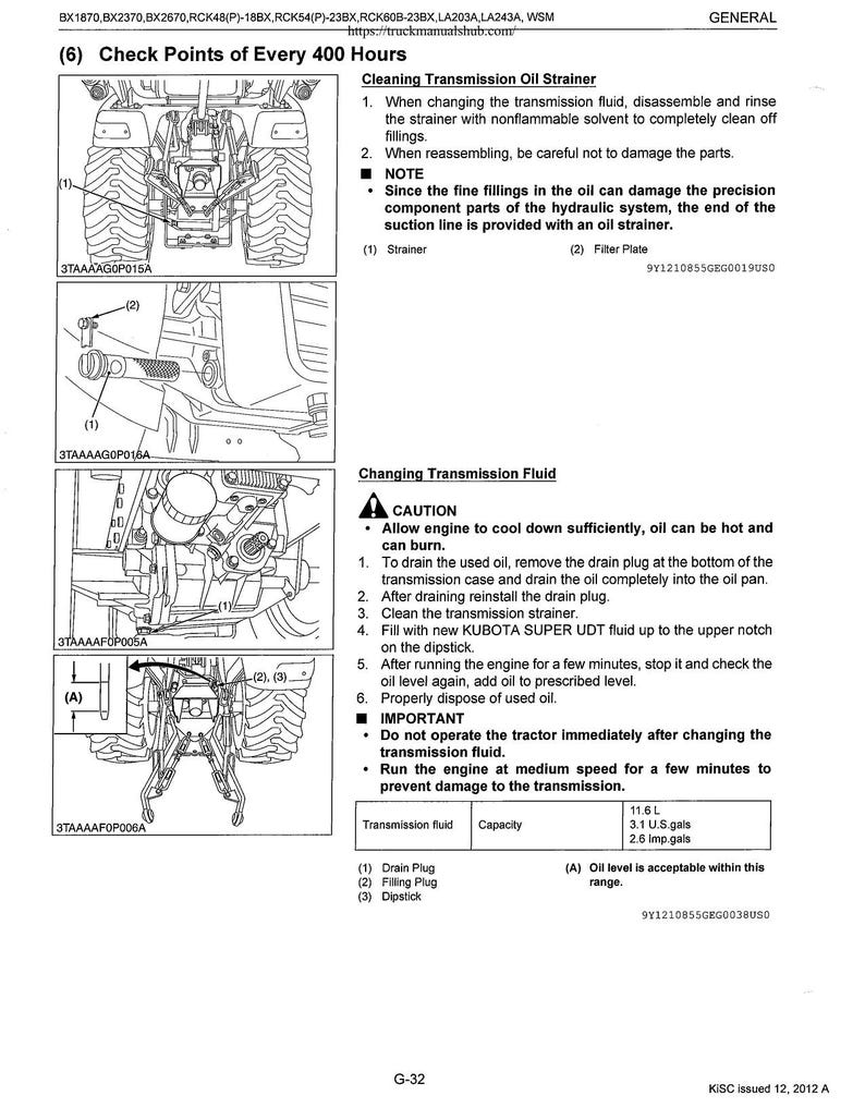 Kubota BX1870 BX2370 BX2670 Tractor Mower Loader Service Manual service manual preview page 5