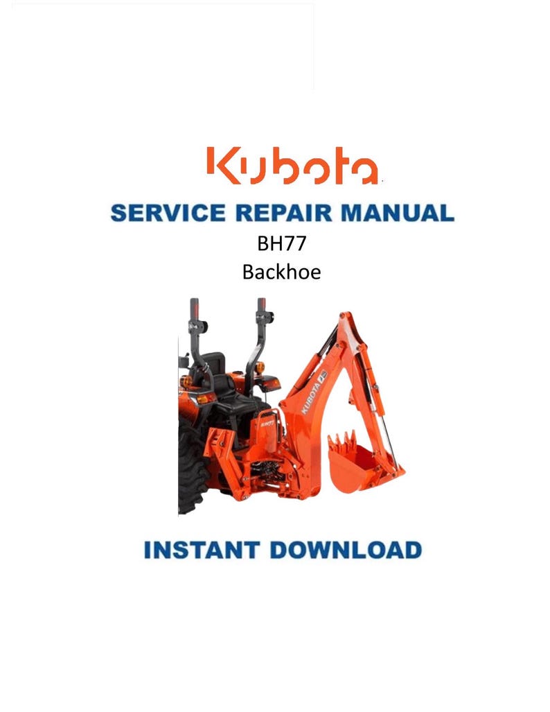 Kubota BH77 Backhoe Service Manual PDF service repair manual cover