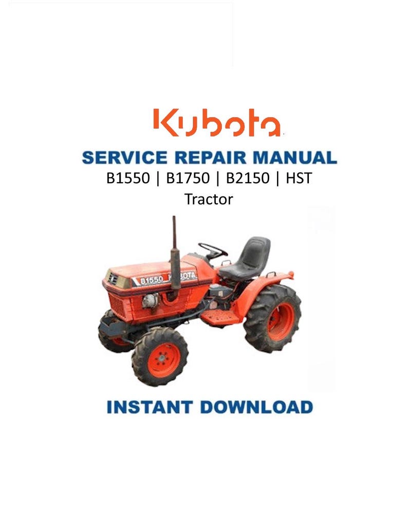 Kubota B1550 B1750 B2150 HST Tractor Service Manual PDF service repair manual cover