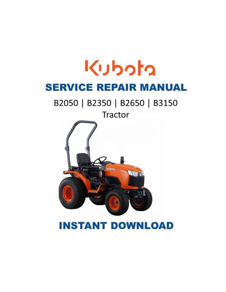 Kubota B2050 B2350 B2650 B3150 Service Manual PDF service repair manual cover