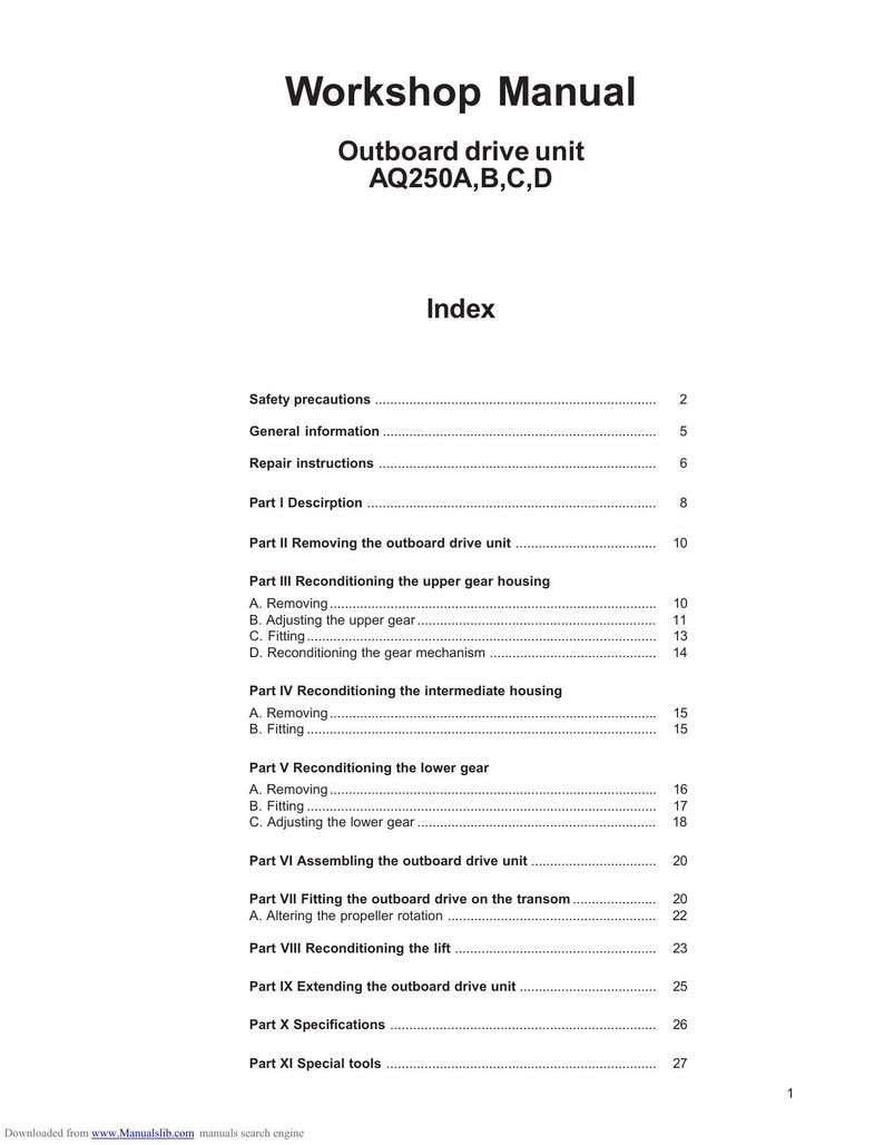 Volvo Penta Aquamatic 250 Drive Service Manual service manual preview page 6