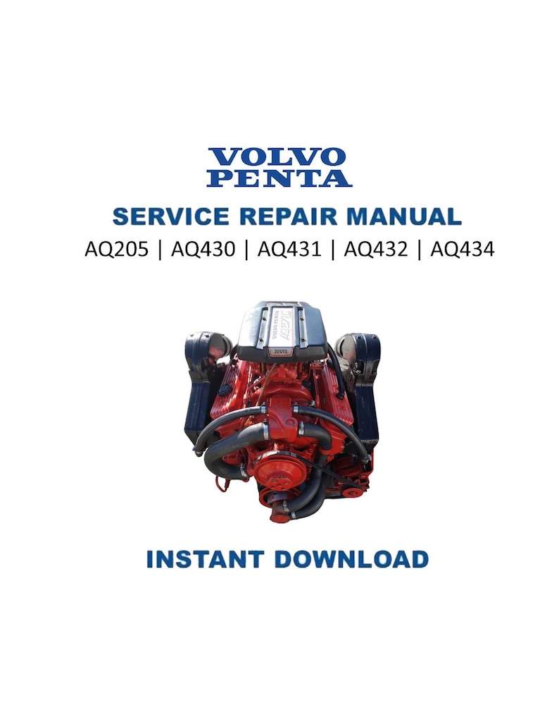 Volvo Penta AQ205 430 431 432 434 Service Manual PDF service repair manual cover